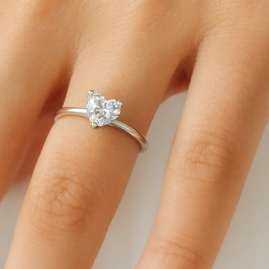 Eterna Heartline — Moissanite Solitaire Ring (925 Sterling Silver) Holiday Sale – Limited Time Aurebravur