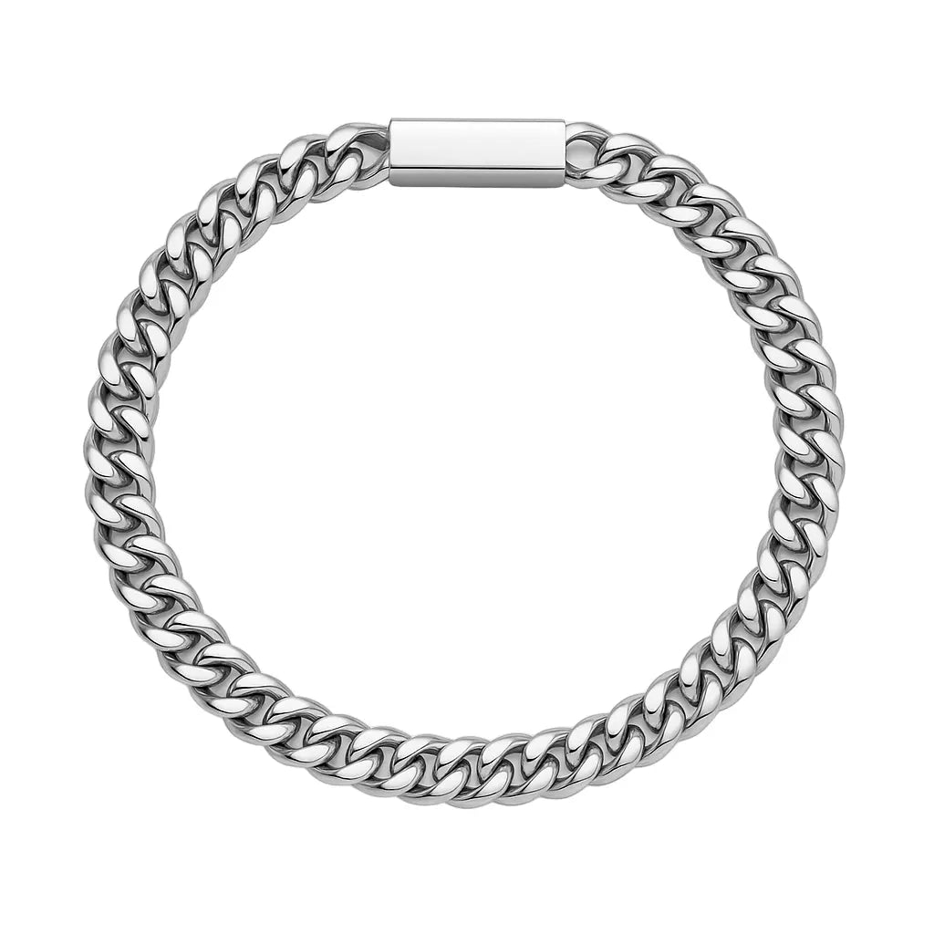 Cuban Link Bracelet 5mm - Sterling Silver 925 - Men's Jewelry Aurebravur