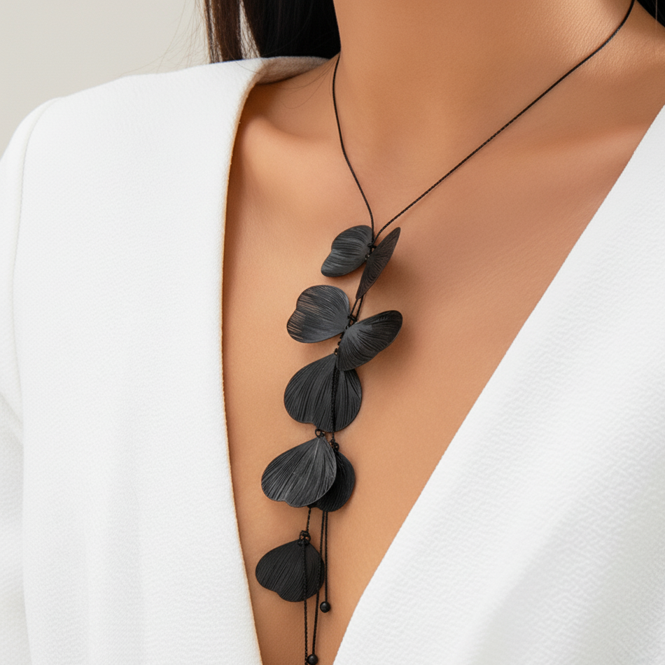 Ethereal Petal Necklace – Noir Edition