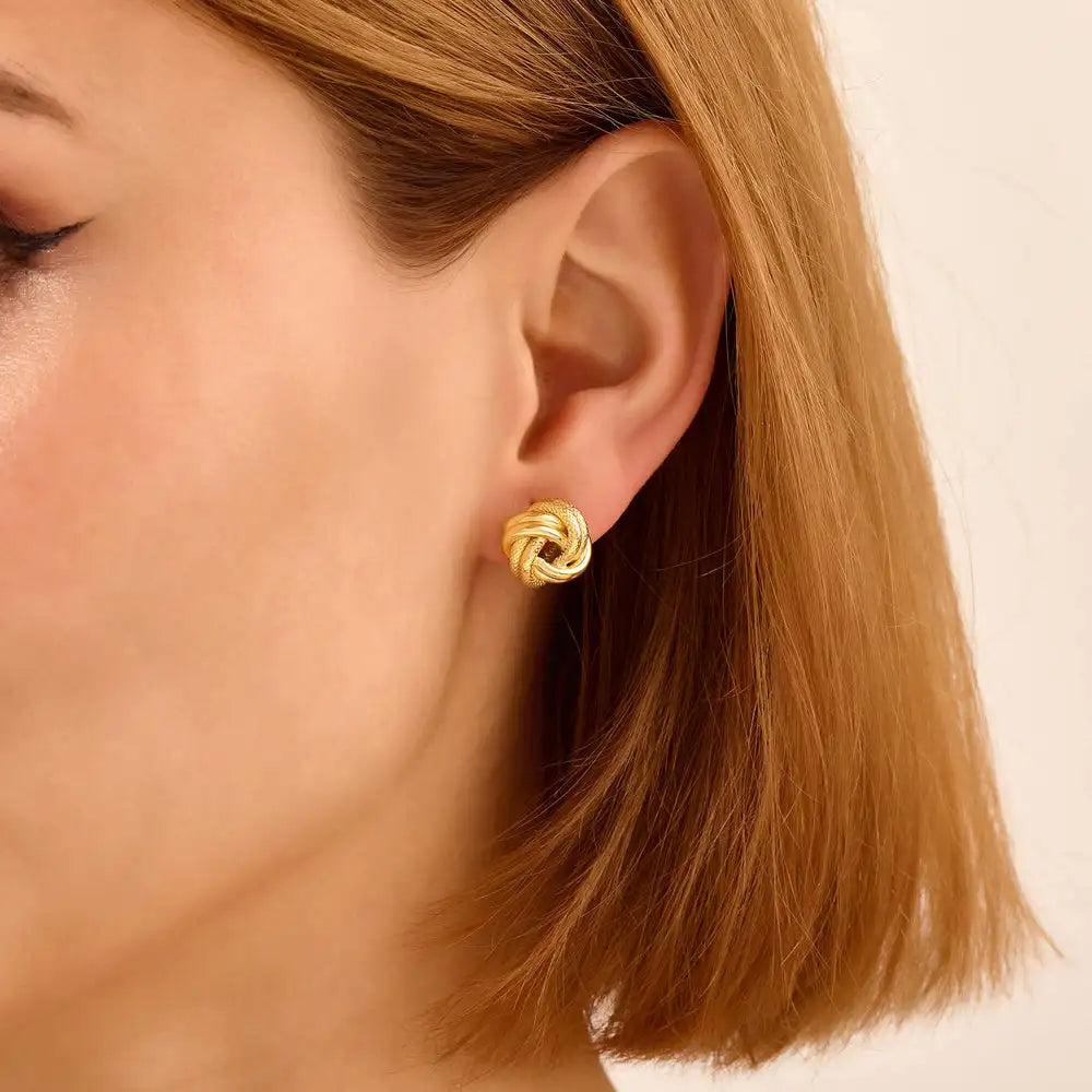 The Love Knot Studs | Sterling Silver & 18k Gold