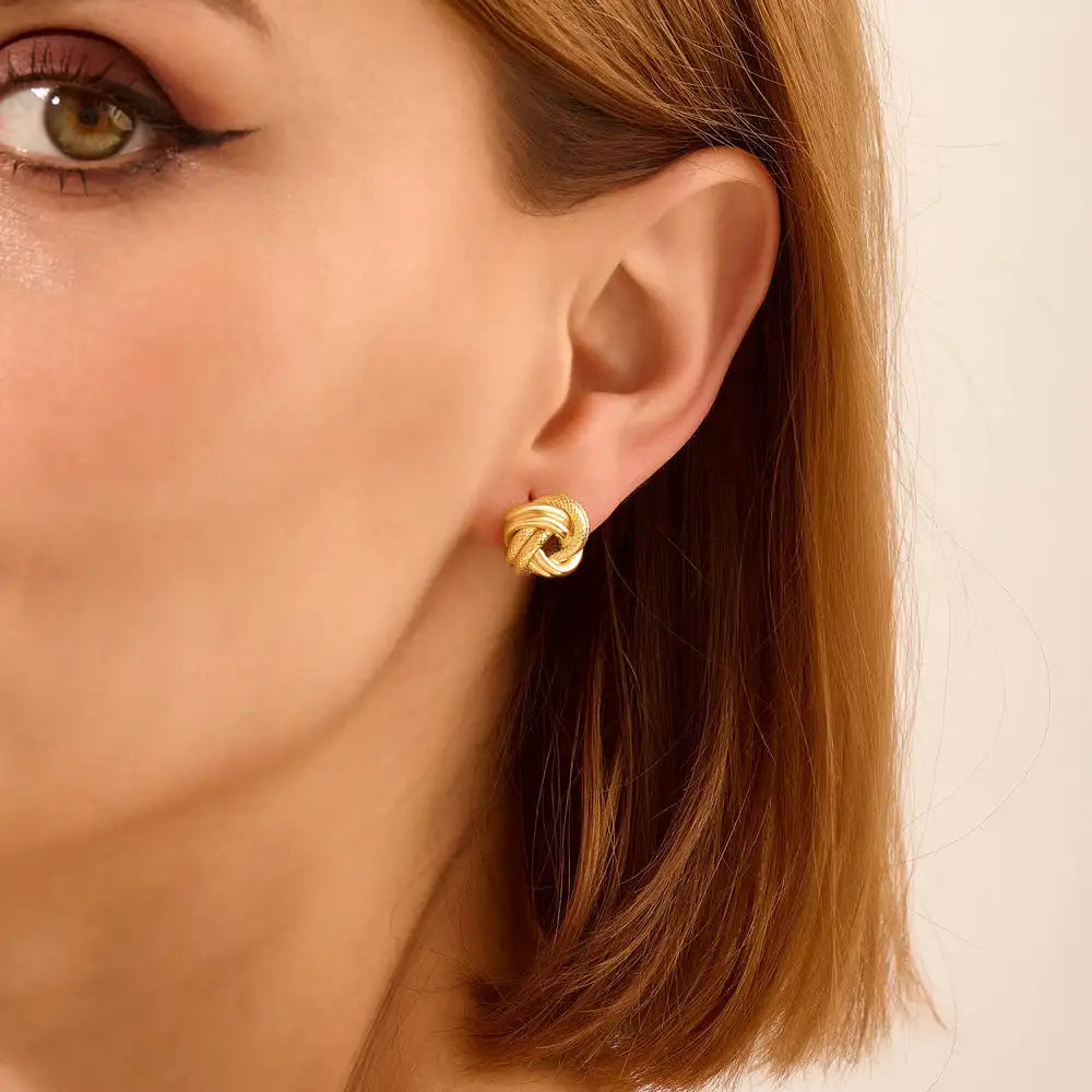 The Love Knot Studs | Sterling Silver & 18k Gold