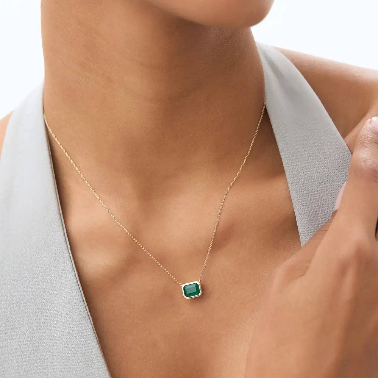 The Emerald Cut Pendant | Sterling Silver & 18k Gold