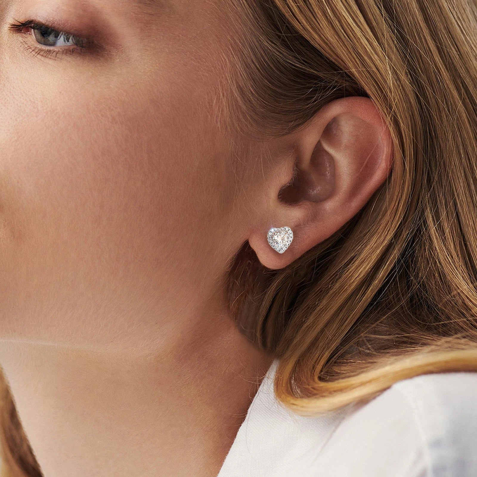 The Heart Halo Studs | VVS1 Moissanite & Sterling Silver