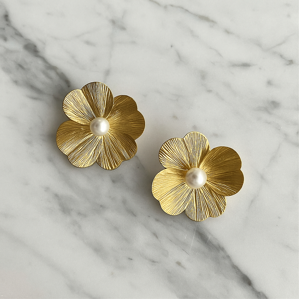 Golden Orchid Studs