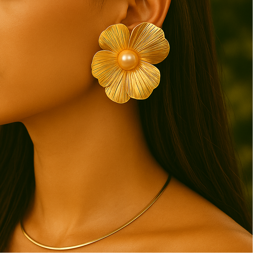 Golden Orchid Studs