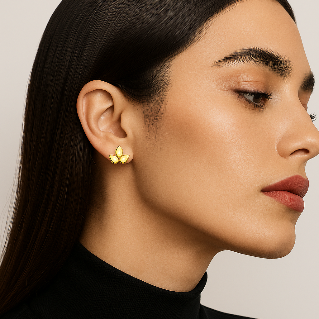 Golden Petal Trio Studs