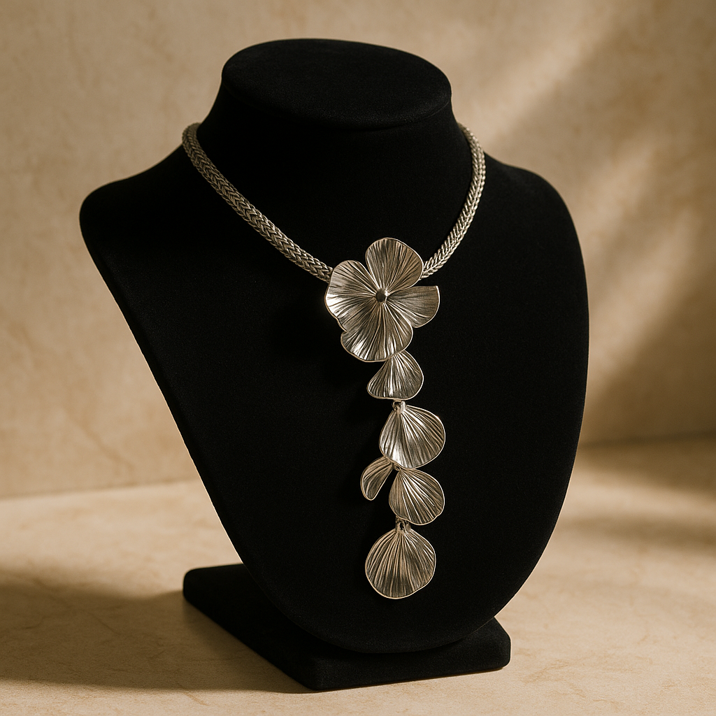 Ethereal Petal Necklace – Silver