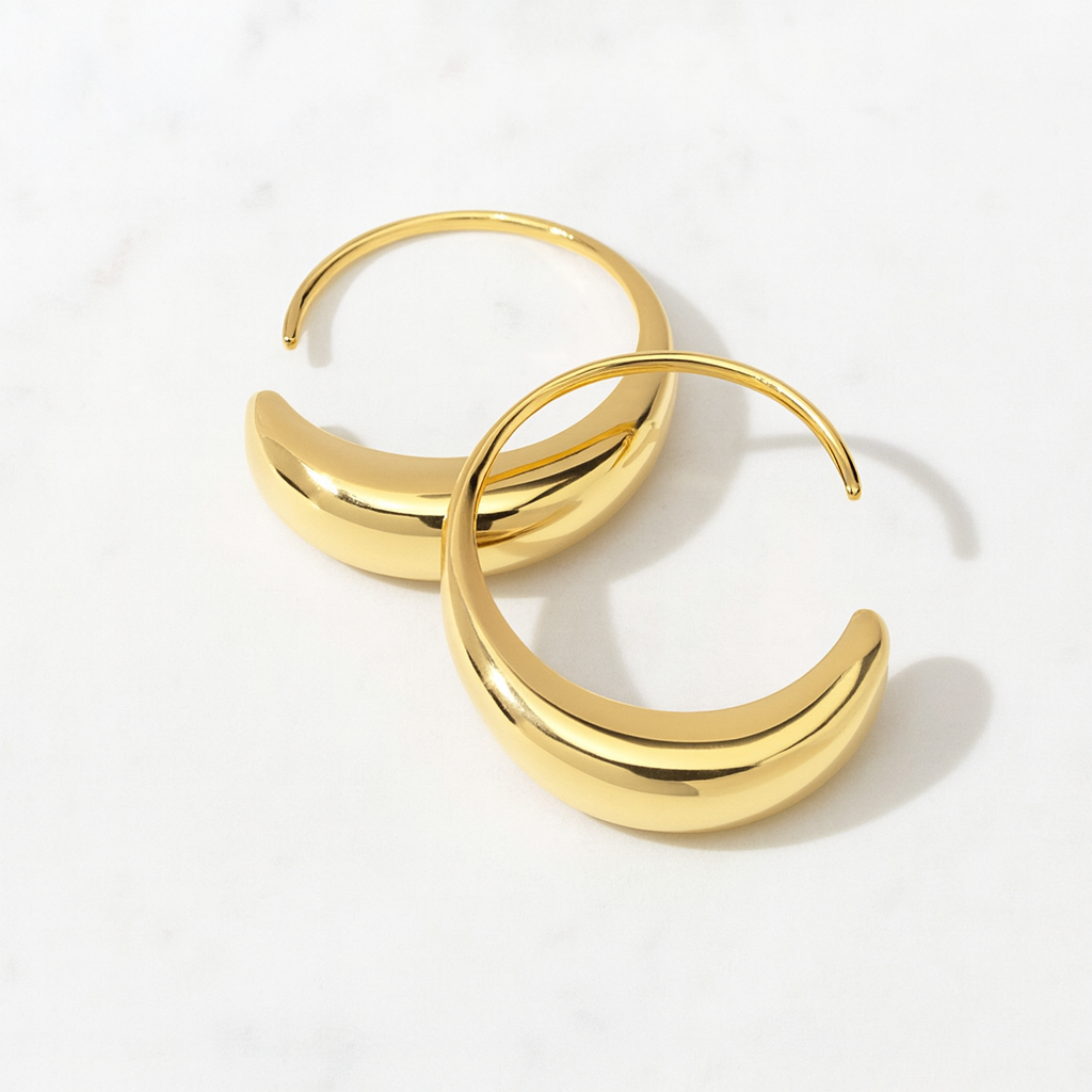 Luna de Bravura – Aros Esculturales en Baño de Oro 18k