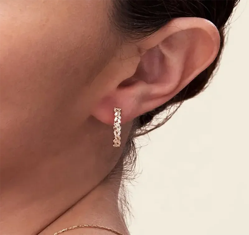 The Radiant Baguette Hoops | Sterling Silver & 18k Gold