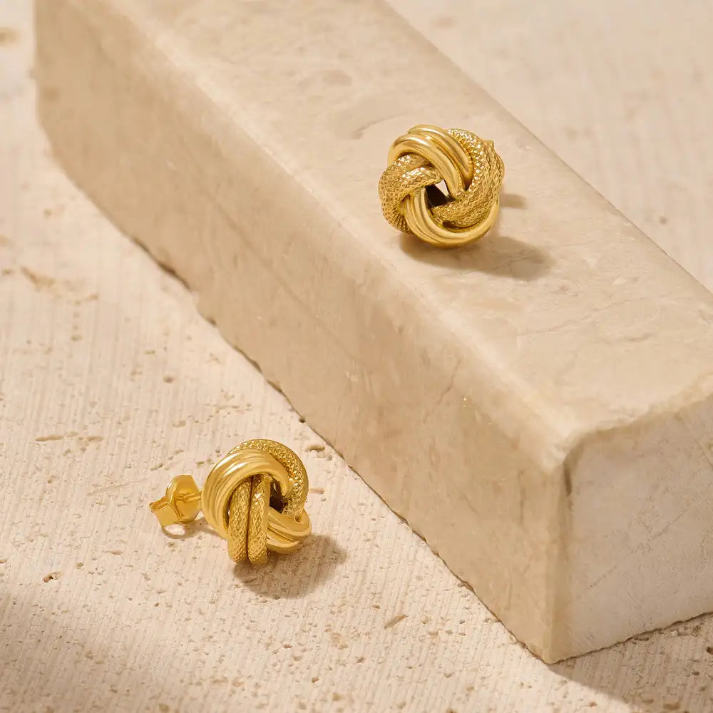 The Love Knot Studs | Sterling Silver & 18k Gold
