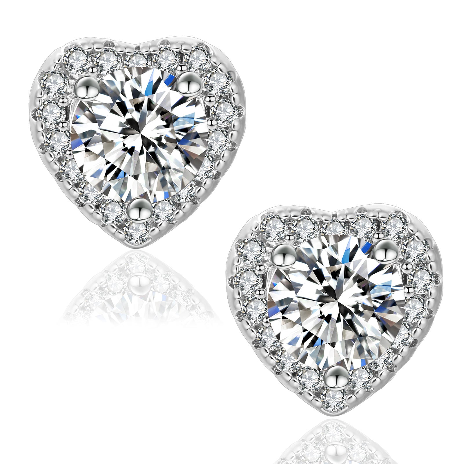 The Heart Halo Studs | VVS1 Moissanite & Sterling Silver
