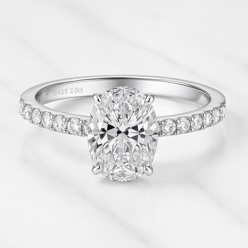Eterna Oval – Sortija en Plata 925 con Moissanite Lab Diamond 2.0CT